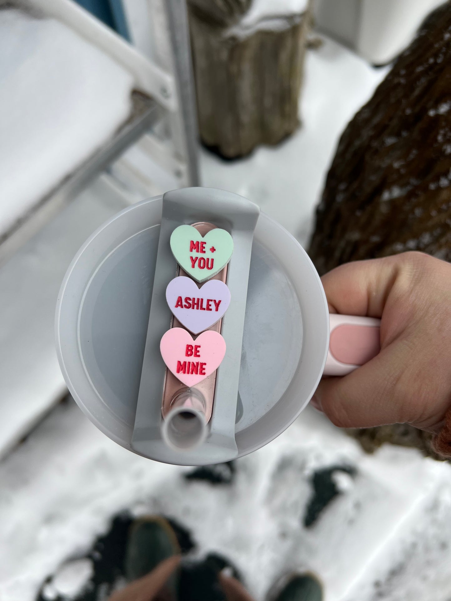 Candy Hearts Stanley Name Tag Topper