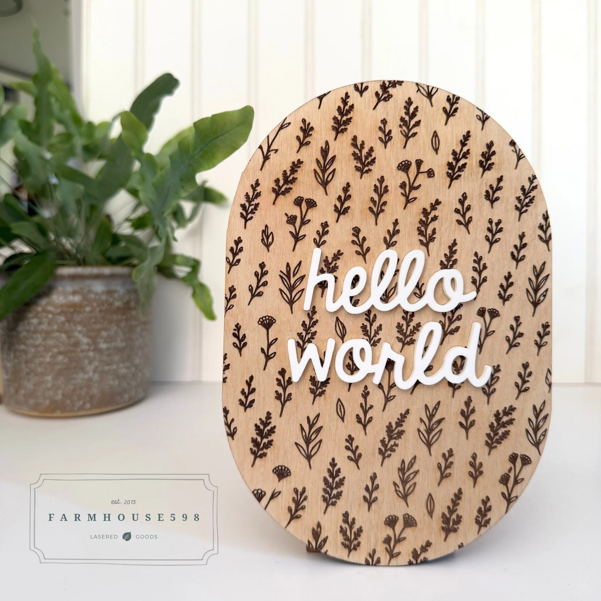Floral Hello World Baby Announcement Sign | Ready to Ship
