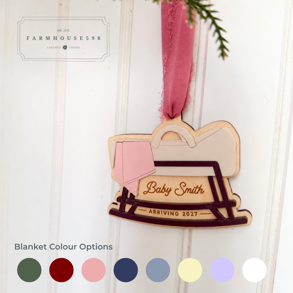 Personalized Baby Announcement Bassinet Ornament