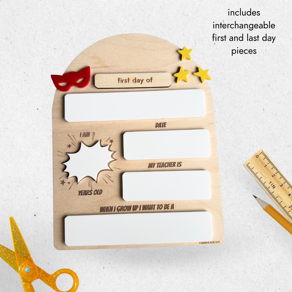 Back To School Dry Erase Board Sign with Acrylic Add Ons New for 2025