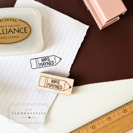 Personalized Pencil Stamp Teacher Gift