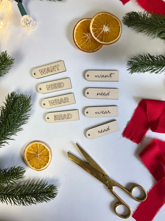 Christmas Gift Tags Want Need Wear Read