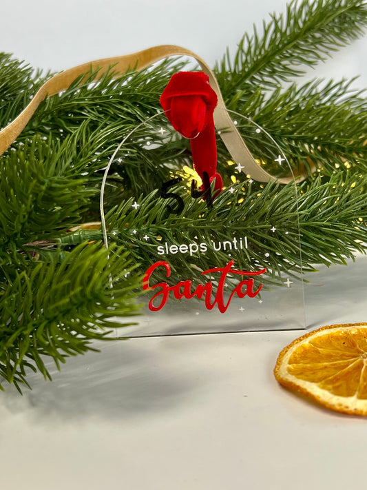 Sleeps until Santa Christmas Dry Erase Board Ornament