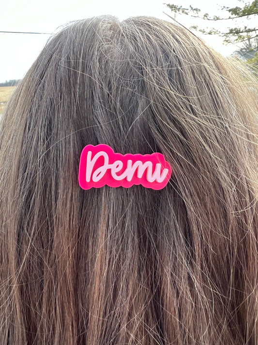 Name Hair Clip, 3D Acrylic