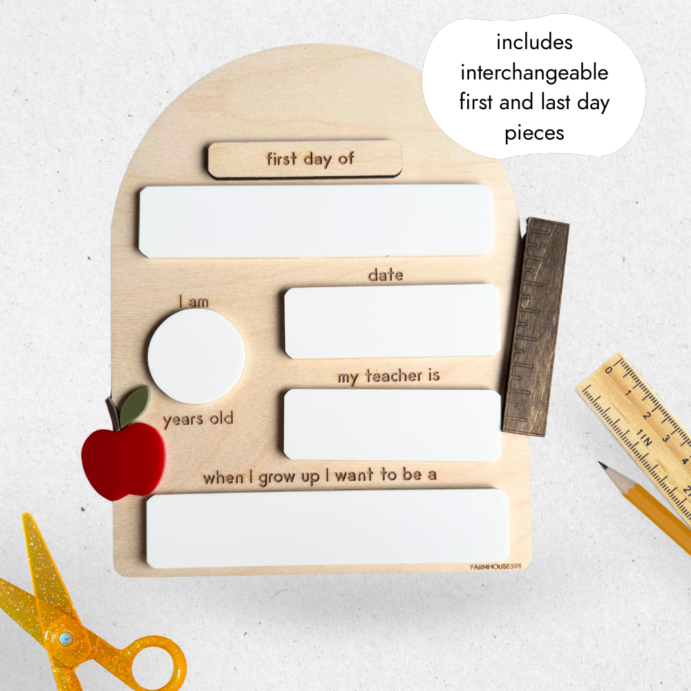 Back To School Dry Erase Board Sign with Acrylic Add Ons New for 2025