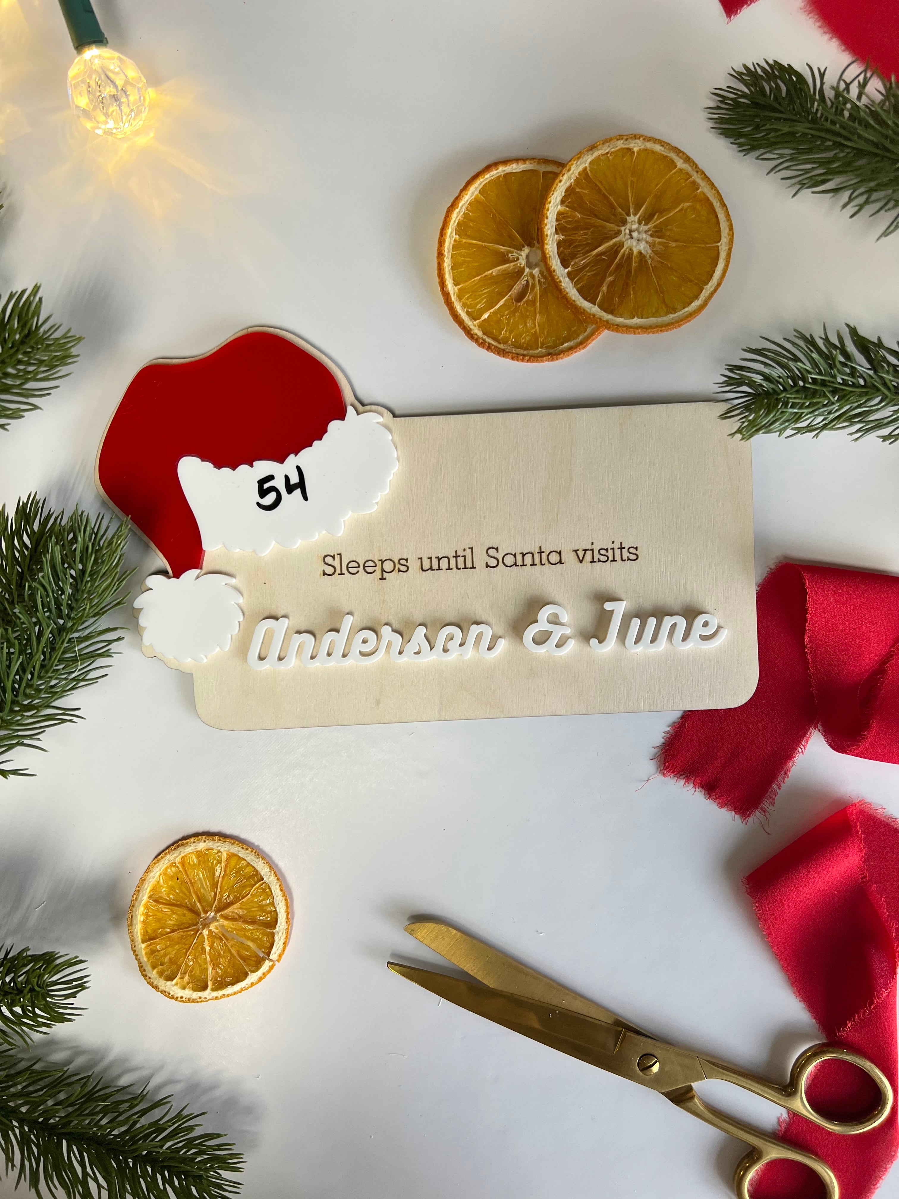 Sleeps until Santa Countdown Dry Erase Board