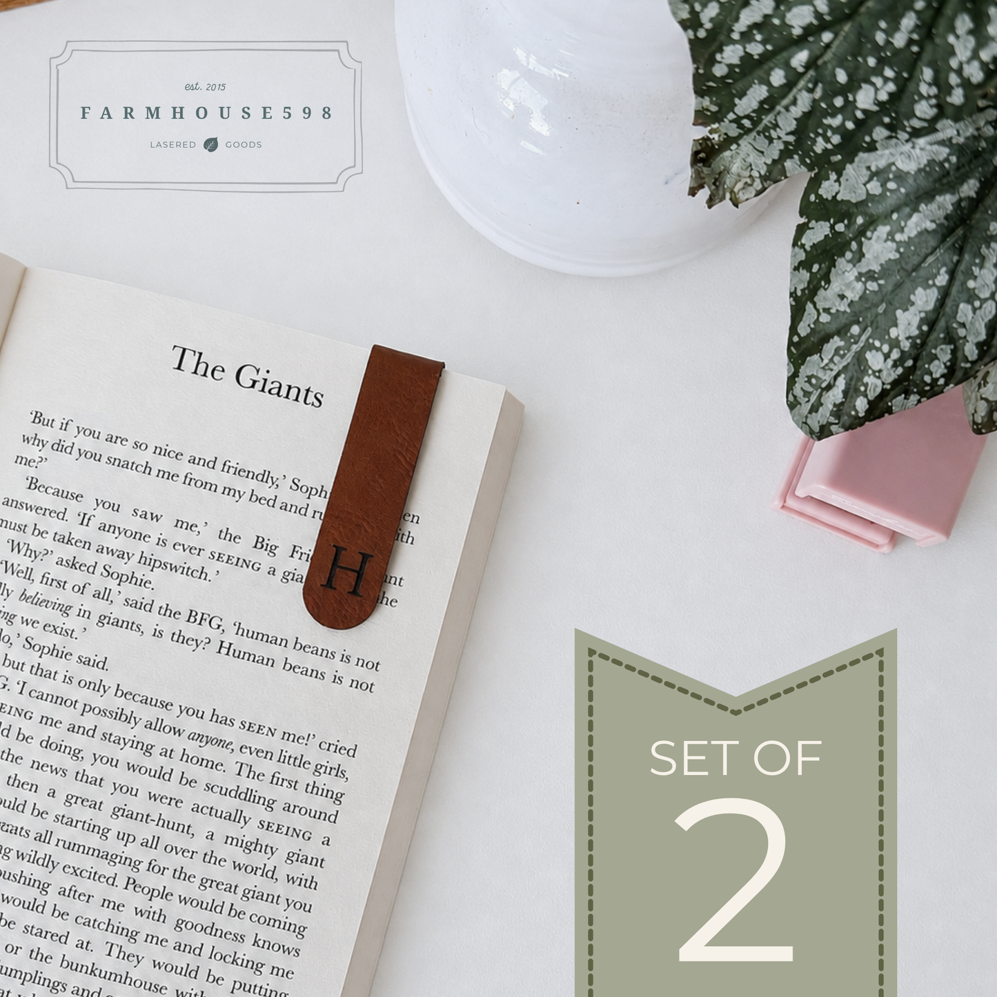 Personalized Magnetic Leatherette Bookmark Set (2 Pack)