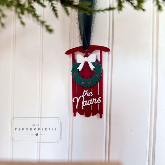 Personalized Vintage Sled Ornament