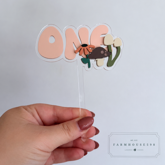 Woodland Cake Topper - Mushroom Cake Topper - Numbers 1-3