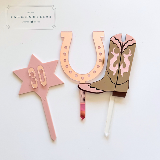 Cowgirl Cake Topper Set - Any Number