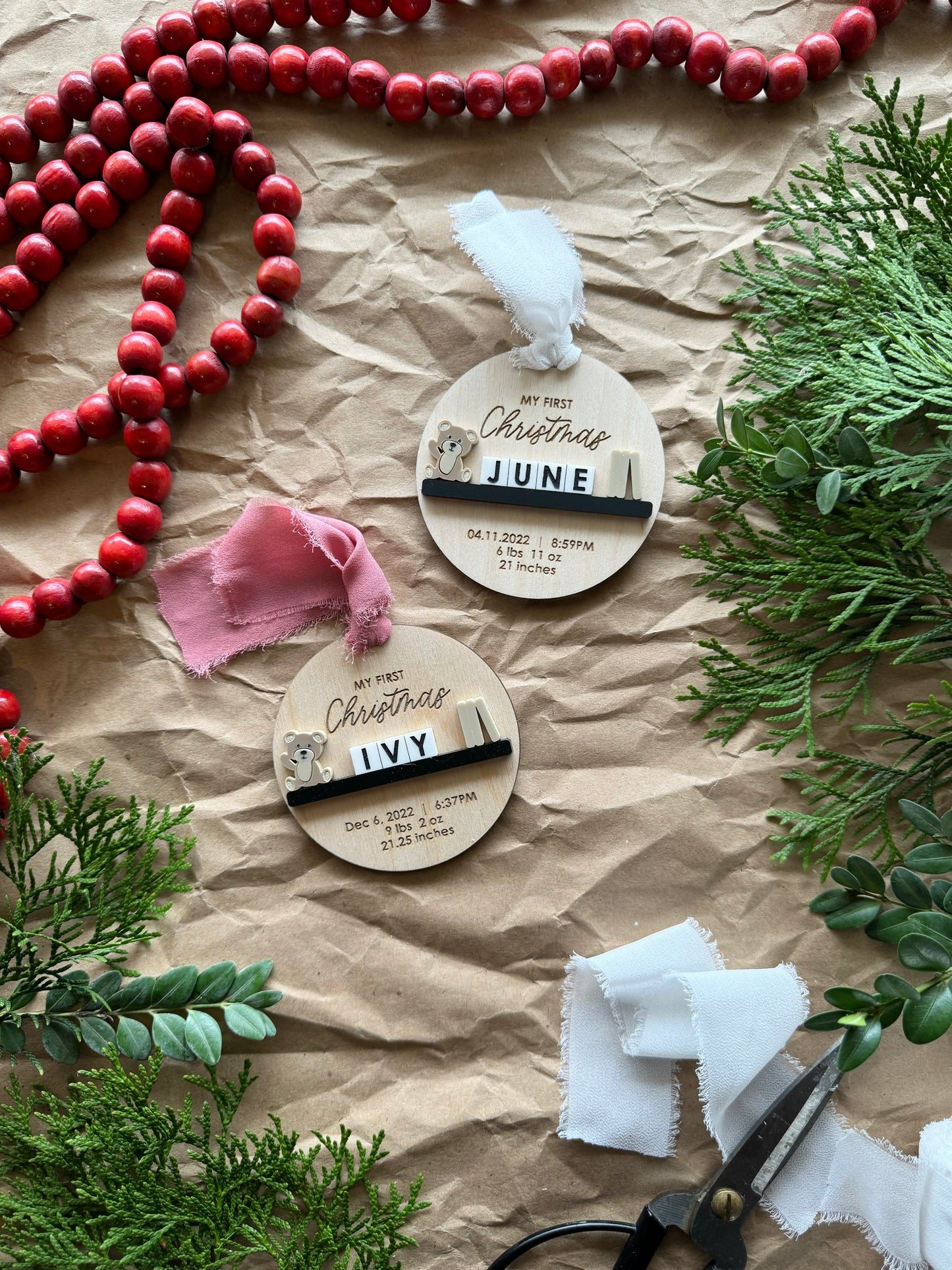 First Christmas Blocks on a Bookshelf Ornament