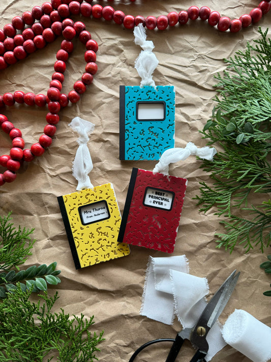 Retro Book Teacher Ornament