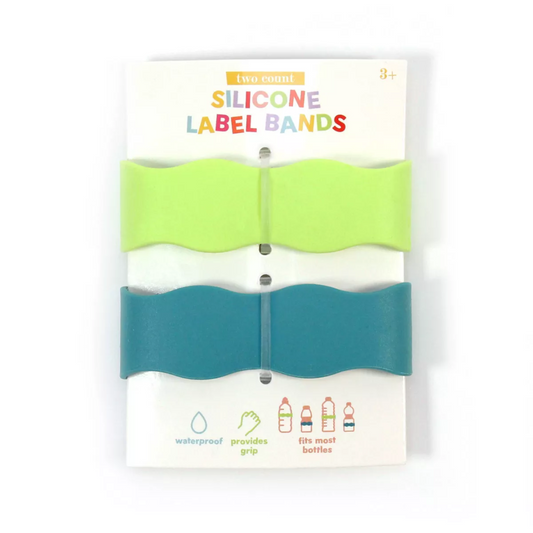 Silicone Label Bands (2 Pack) Green & Blue