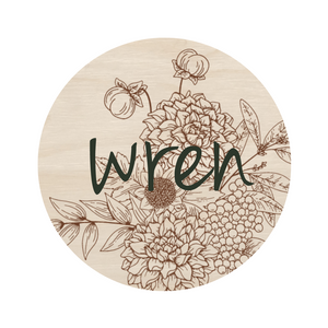 Laser Engraved and 3D Floral Name Sign
