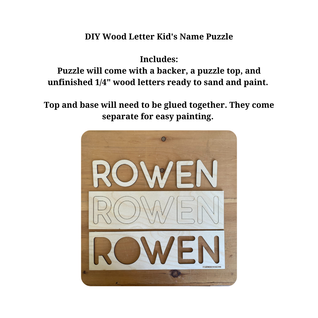 DIY Wood Letter Kid's Name Puzzle