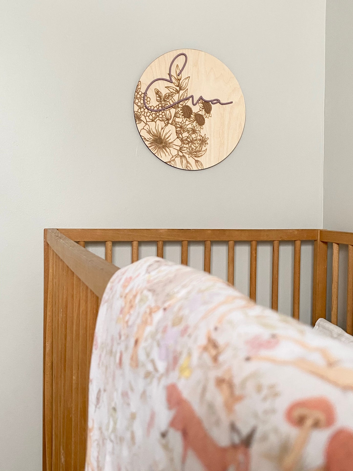 Laser Engraved and 3D Floral Name Sign