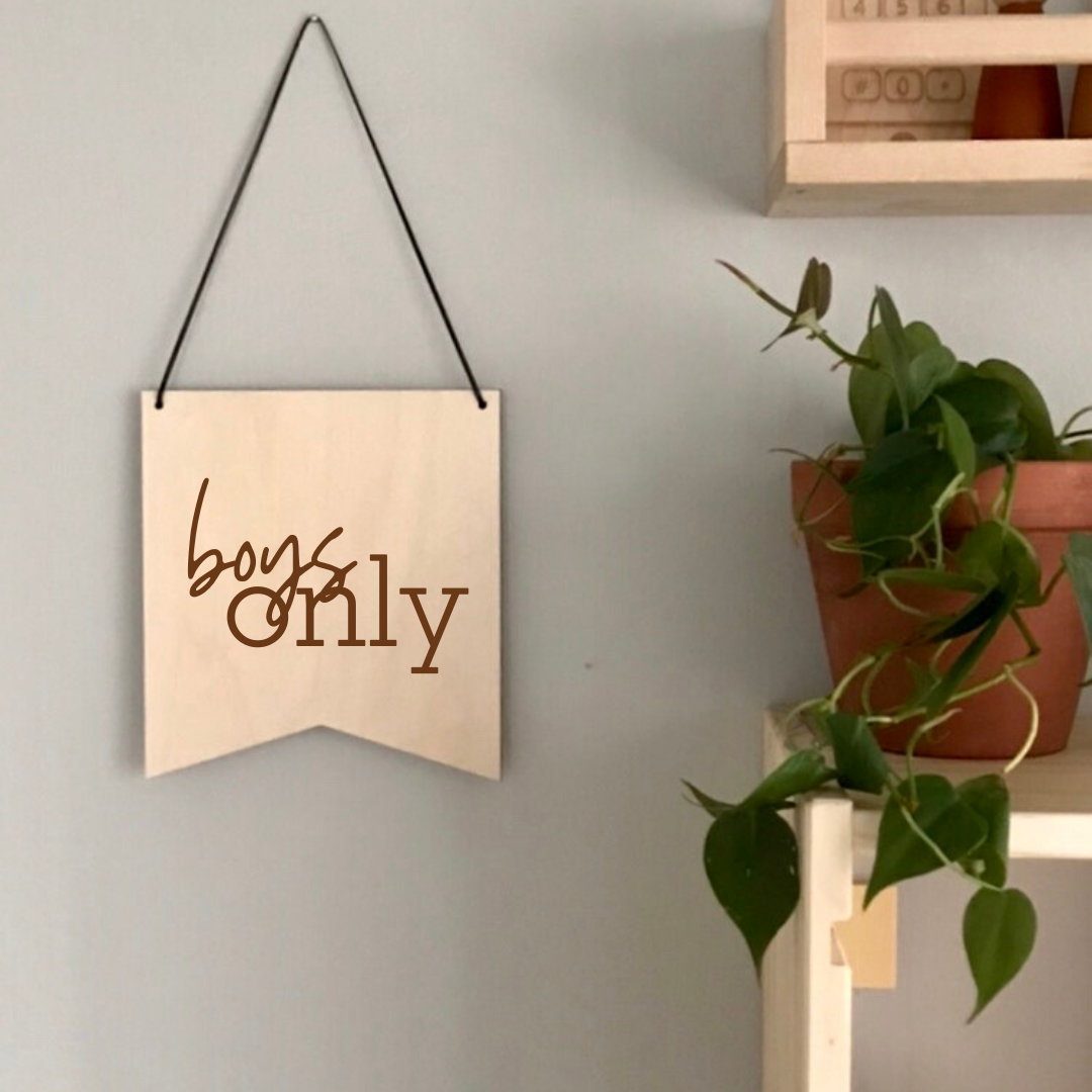 Boys Only Laser Engraved Pennant