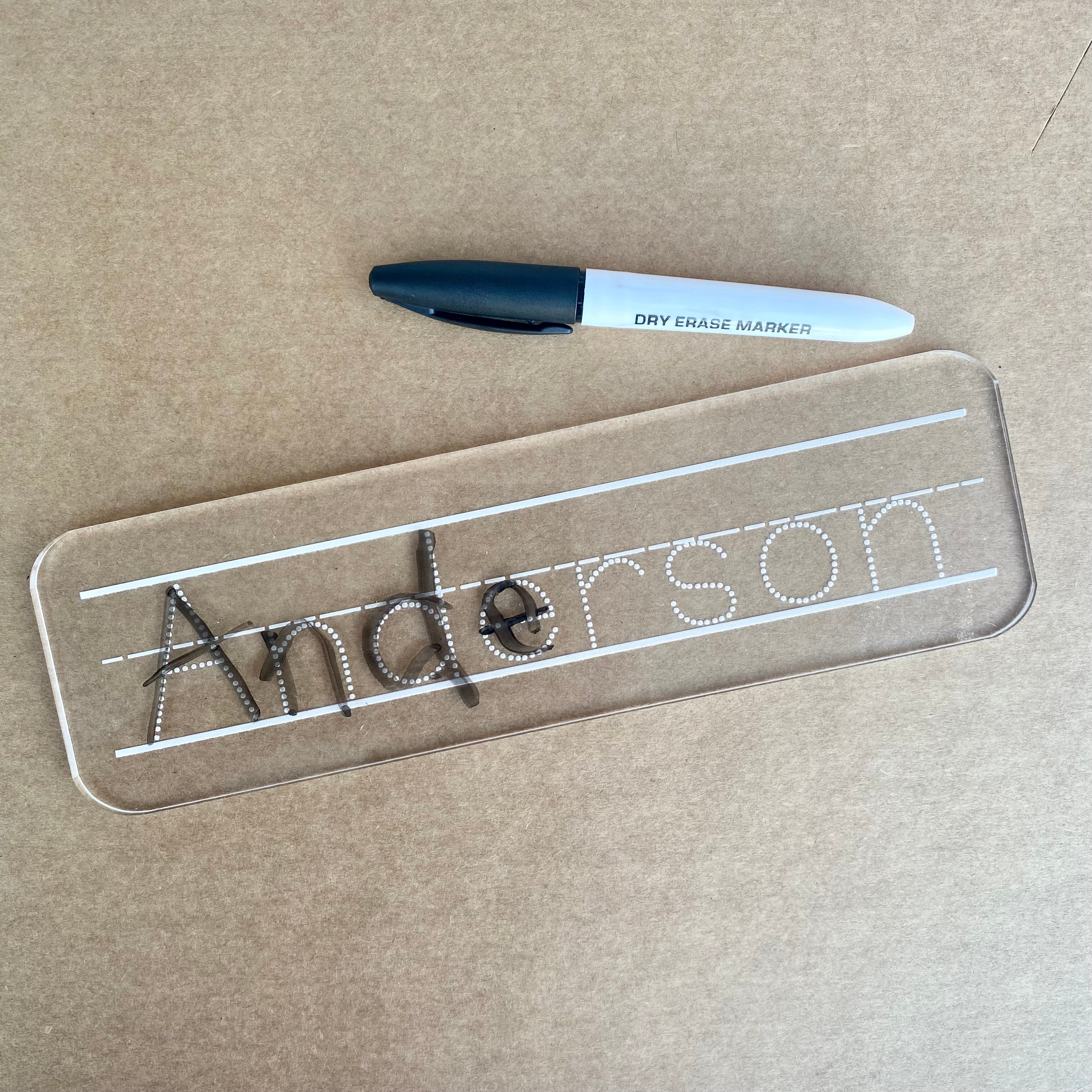 Custom Name Dry Erase Board Typeset