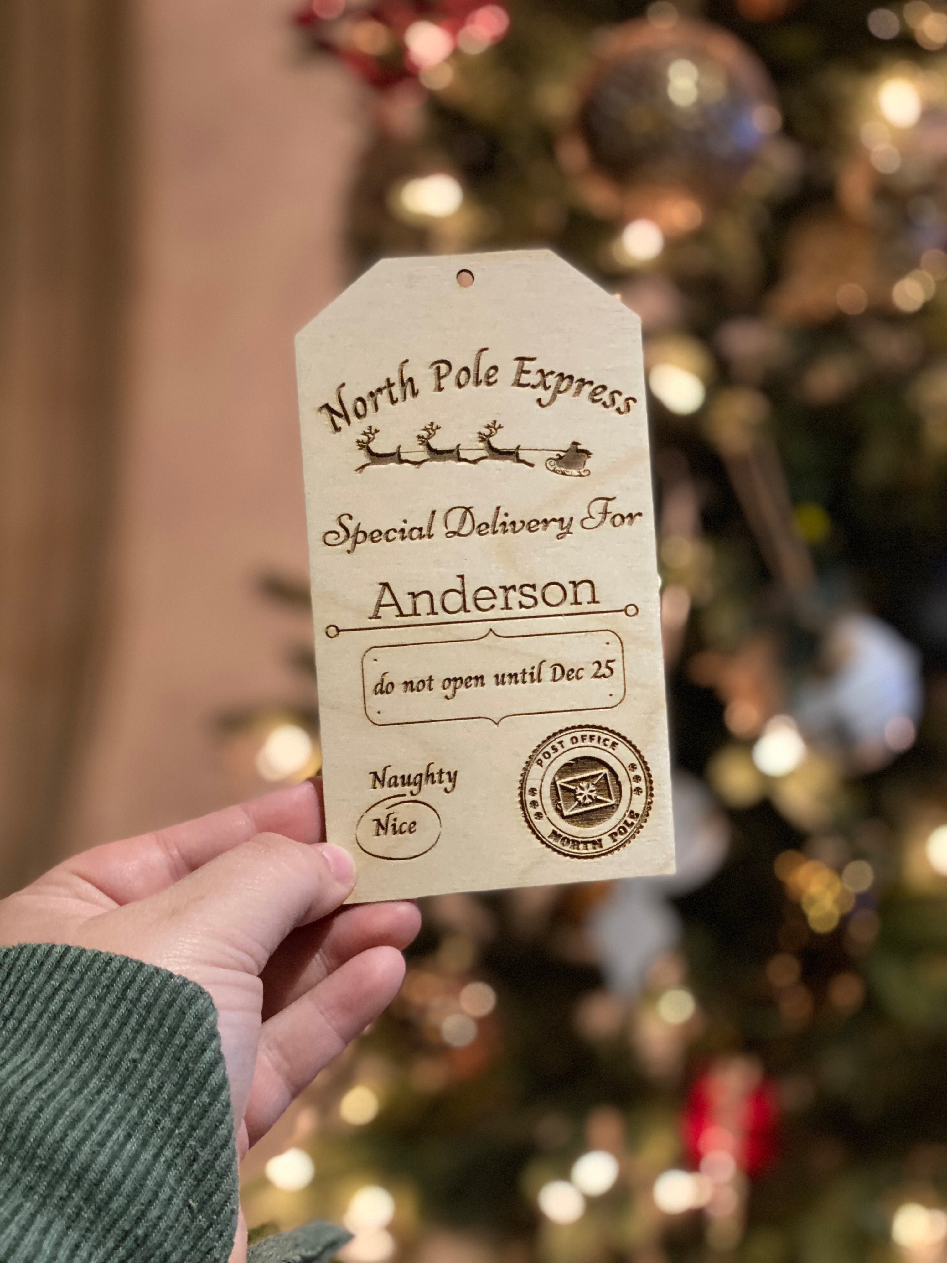 North Pole Express Custom Tags