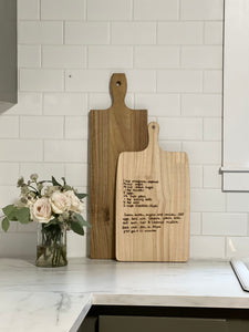 Rectangle Hand written engraved cutting board