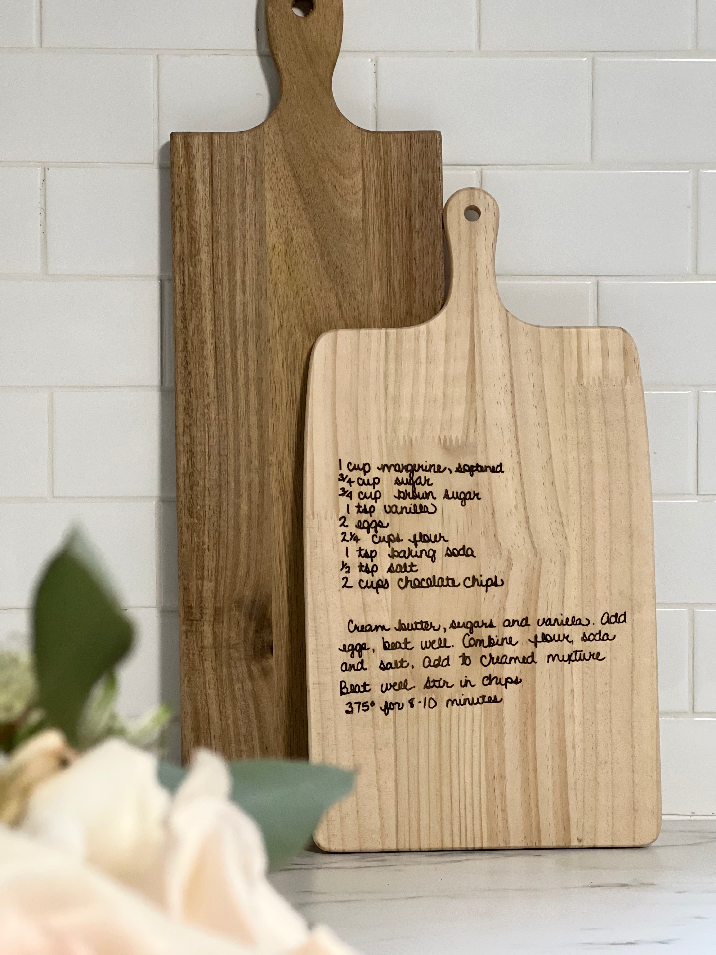 Rectangle Hand written engraved cutting board