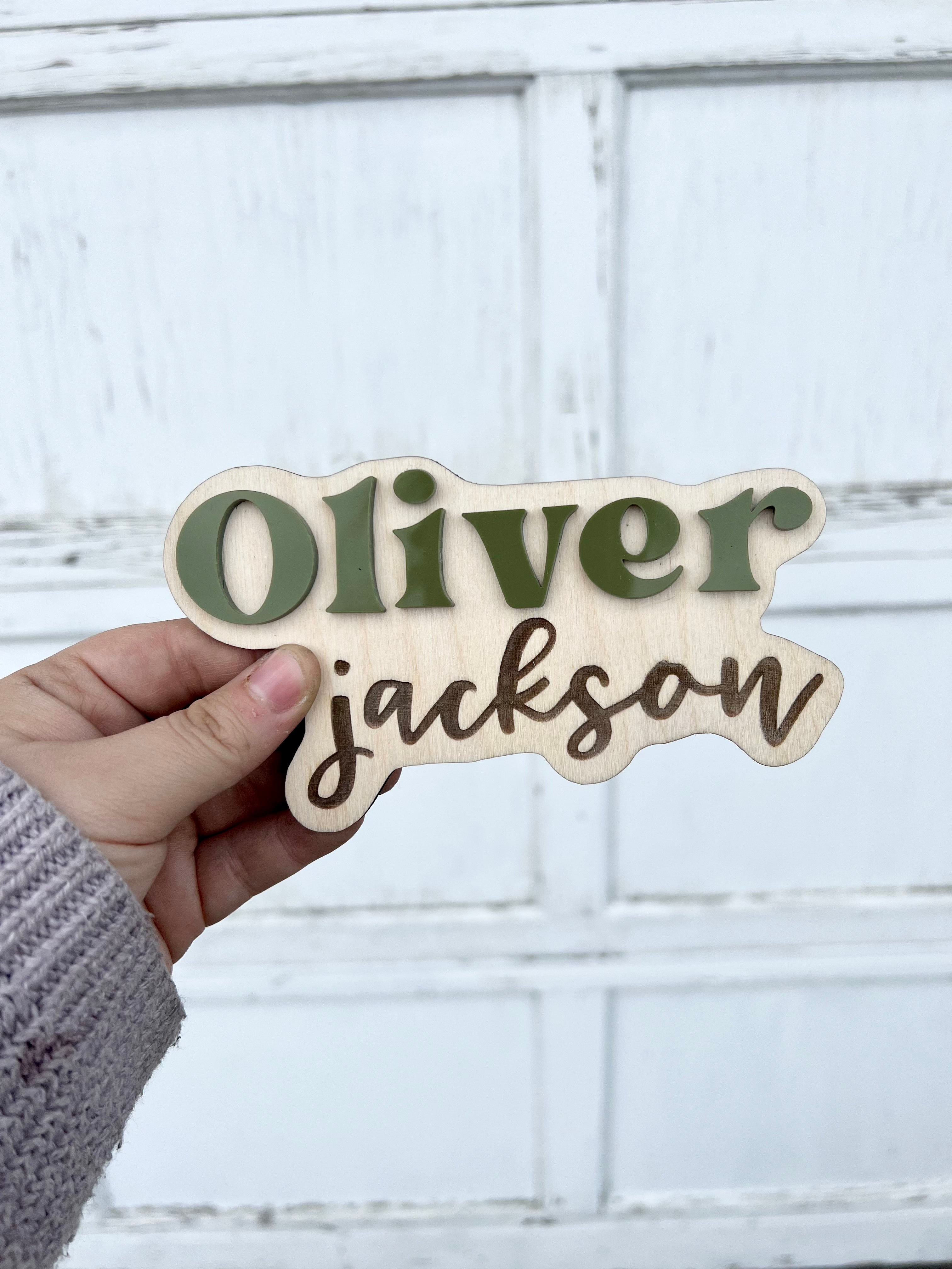 Acrylic and engraved name sign