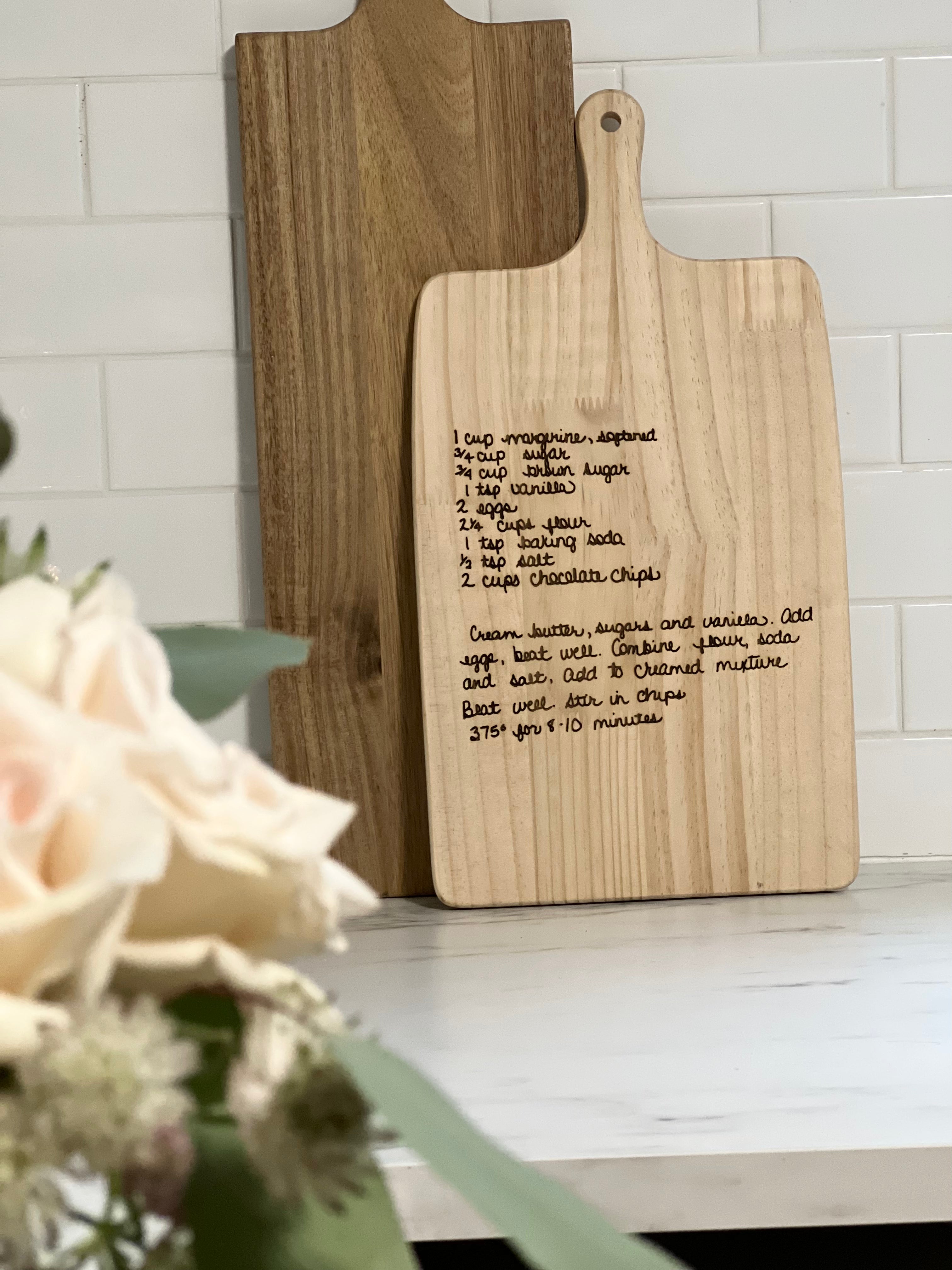 Rectangle Hand written engraved cutting board