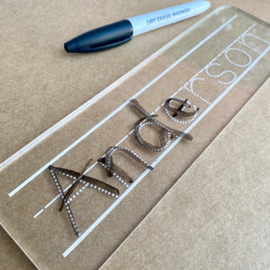 Custom Name Dry Erase Board Typeset