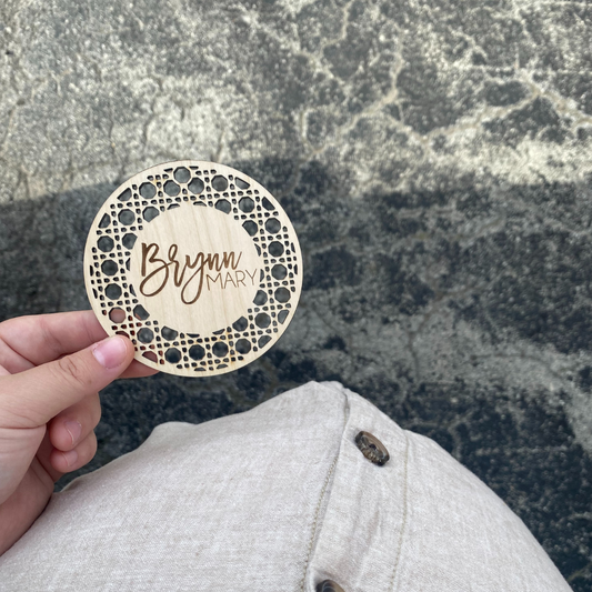 Rattan Laser Engraved Name Disc
